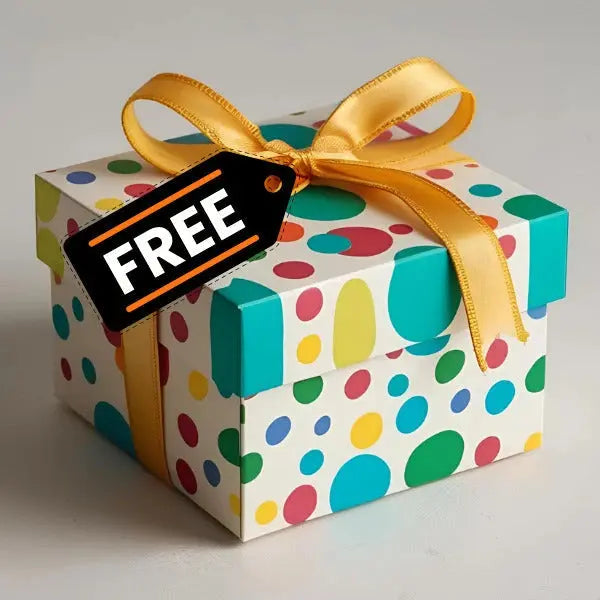 Colorful gift box with a 'FREE' tag, representing free color by number content or bonus