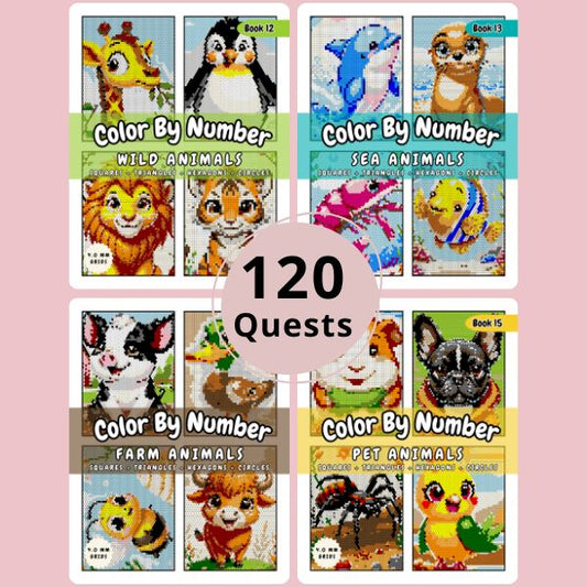 Animal Mystery Mosaics Color by Number Bundle