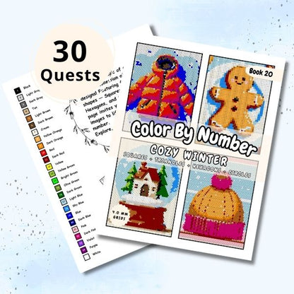 Cozy Winter Color By Number: Geometric Quest (eBook 20)