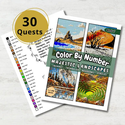 Majestic Landscapes Color By Number: Geometric Quest (eBook 7) - ColorQuest Studio