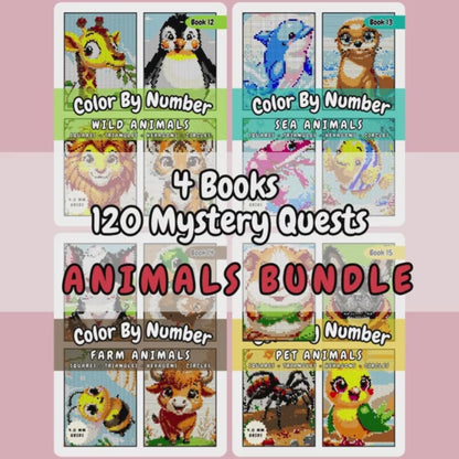 Animal Mystery Mosaics Color by Number Bundle