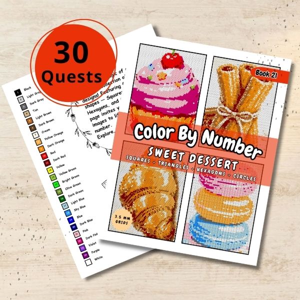 Sweet Dessert Color By Number: Geometric Quest (eBook 21)