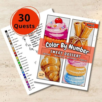 Sweet Dessert Color By Number: Geometric Quest (eBook 21)